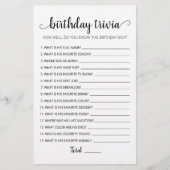 Editable Birthday trivia Birthday party game (Voorkant)