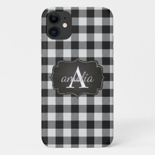 EDITABLE Black and White Buffalo Pset Monogramed Case-Mate iPhone Case