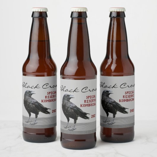 Editable Black Crow Beverage Bier Etiket (Flessen)
