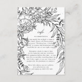Editable Black Flower White Wreath Wedding Informatiekaartje (Voorkant)