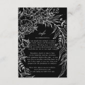 Editable Black Flower White Wreath Wedding Informatiekaartje (Voorkant)