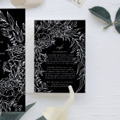 Editable Black Flower White Wreath Wedding Informatiekaartje