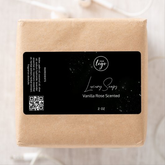Editable Black Glitter Soap Packaging Labels (Insitu)