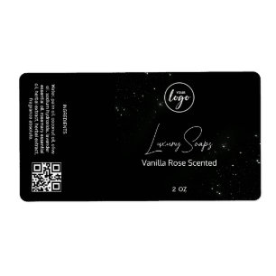 Editable Black Glitter Soap Packaging Labels