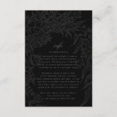 Editable Black op Black Floral Wreath Wedding Informatiekaartje (Voorkant)