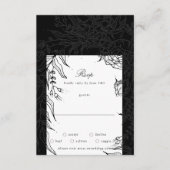 Editable Black op Black Flower Wreath Wedding RSVP Kaartje (Voorkant)