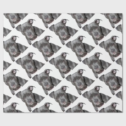 Editable Black Pitbull Cadeaupapier (Vlak)