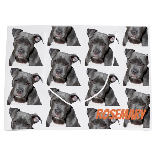 Editable Black Pitbull Groot Cadeauzakje (Voorkant)