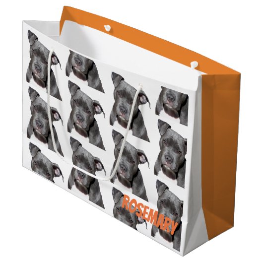 Editable Black Pitbull Groot Cadeauzakje (Voorkant Gekanteld)