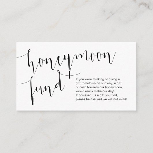 Editable Black Script, Wedding Honeymoon Fund Informatiekaartje (Voorkant)