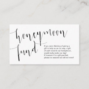 Editable Black Script, Wedding Honeymoon Fund Informatiekaartje