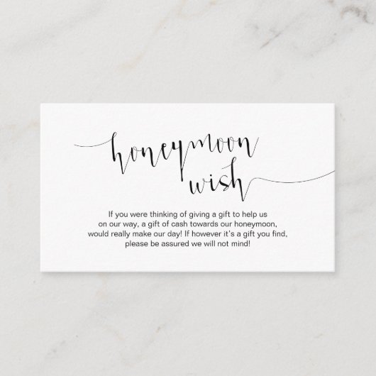 Editable Black Script, Wedding Honeymoon Wish Informatiekaartje (Voorkant)
