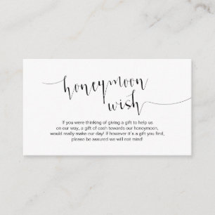 Editable Black Script, Wedding Honeymoon Wish Informatiekaartje