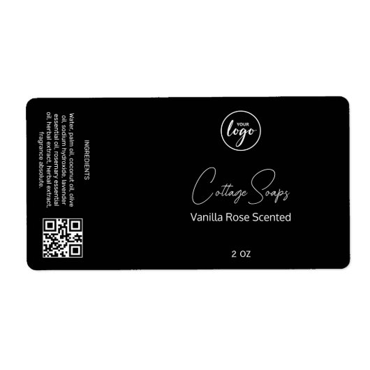 Editable Black Soap Packaging Labels (Voorkant)