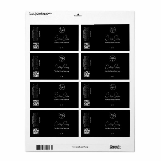 Editable Black Soap Packaging Labels (Full Sheet)