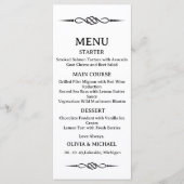 Editable Black & White Celtic Knot Arrow Wedding Menu (Voorkant)