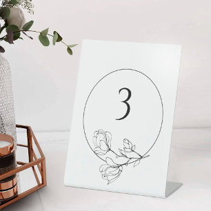 Editable Black White Floral Wedding Table Number Reclamebord Met Voetstuk