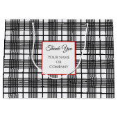 Editable Black White Glen Pset Pattern Gift Bag Groot Cadeauzakje (Voorkant)