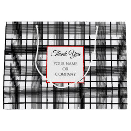 Editable Black White Glen Pset Pattern Gift Bag Groot Cadeauzakje