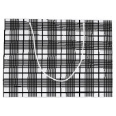 Editable Black White Glen Pset Pattern Gift Bag Groot Cadeauzakje (Achterkant)
