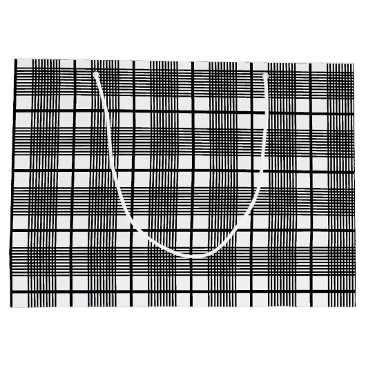 Editable Black White Glen Pset Pattern Gift Bag Groot Cadeauzakje (Achterkant)