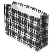 Editable Black White Glen Pset Pattern Gift Bag Groot Cadeauzakje (Achterkant Gekanteld)