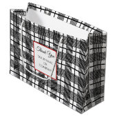 Editable Black White Glen Pset Pattern Gift Bag Groot Cadeauzakje (Voorkant Gekanteld)
