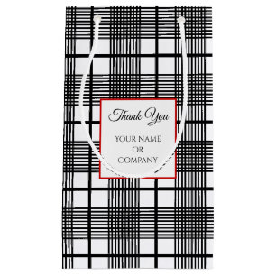 Editable Black White Glen Pset Pattern Gift Bag Klein Cadeauzakje