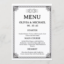 Editable Black & White Irish Celtic Knot Wedding  Menu