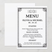 Editable Black & White Irish Celtic Knot Wedding  Menu (Voorkant / Achterkant)