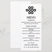 Editable Black & White Trinity Celtic Knot Wedding Menu (Voorkant / Achterkant)