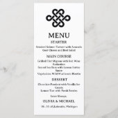 Editable Black & White Trinity Celtic Knot Wedding Menu (Voorkant)