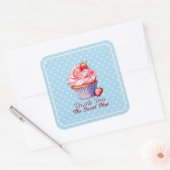 Editable Blue Bakery Thank You  | Cupcake Logo Vierkante Sticker (Envelop)