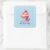 Editable Blue Bakery Thank You  | Cupcake Logo Vierkante Sticker (Tas)