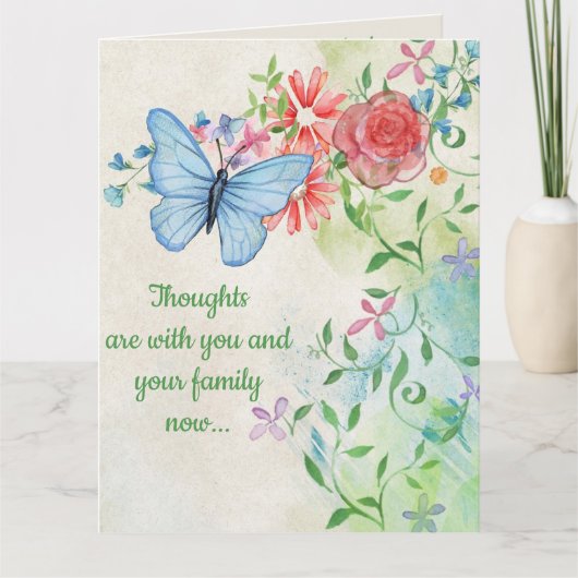 Editable Blue Butterfly and Flowers Kaart (Voorkant)