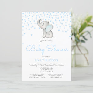 Editable Blue Elephant Invitation Kaart