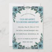 Editable Blue Flowers on Grey Wood Jubileum Kaart (Voorkant)