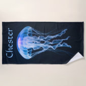 Editable Blue Jellyfish Strandlaken (Voorkant)
