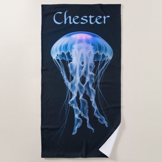 Editable Blue Jellyfish Strandlaken (Voorkant)