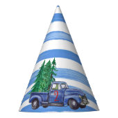 Editable Blue Truck ThormBlue Stripe Feesthoedjes (Voorkant)