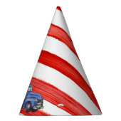 Editable Blue Truck Thormed Red Stripe Feesthoedjes (Rechts)