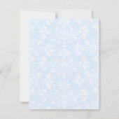 Editable Blue White  Damask Floral Lined Notitiekaartje (Achterkant)