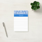 Editable Blue White  Damask Floral Lined Post-it® Notes (Kantoor)