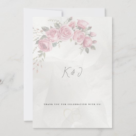 Editable Blush Rose Floral Frame Wedding Kaart (Achterkant)