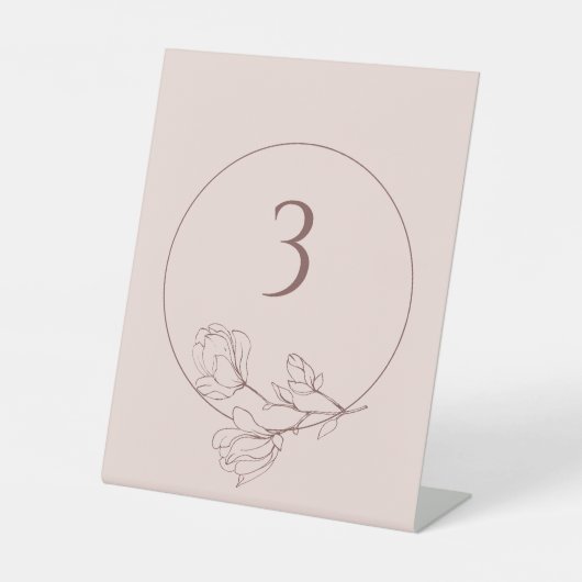Editable Boho Floral Roos Wedding Table Number Reclamebord Met Voetstuk (Voorkant)