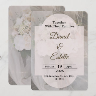 Editable Boho Neutral Wedding Invitation Template Kaart