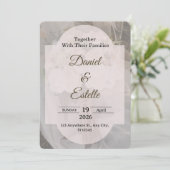 Editable Boho Neutral Wedding Invitation Template Kaart (Staand voorkant)