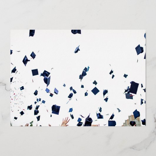 Editable Bold Gold Photo Kindergarten Afstuderen Folie Uitnodiging (Achterkant)