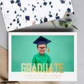 Editable Bold Gold Photo Kindergarten Afstuderen Folie Uitnodiging
