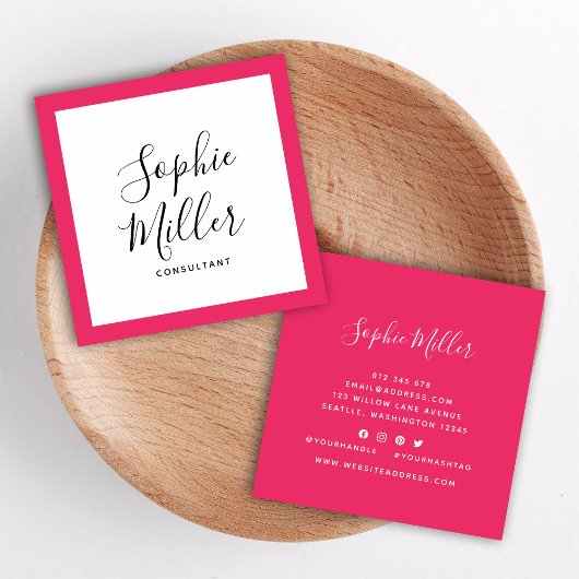 Editable Border Color Calligraphy Social Media Vierkante Visitekaartje